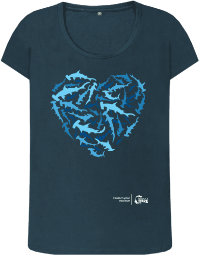 Denim Blue Hammerhead Shark Top - T-shirt (640x674), Png Download