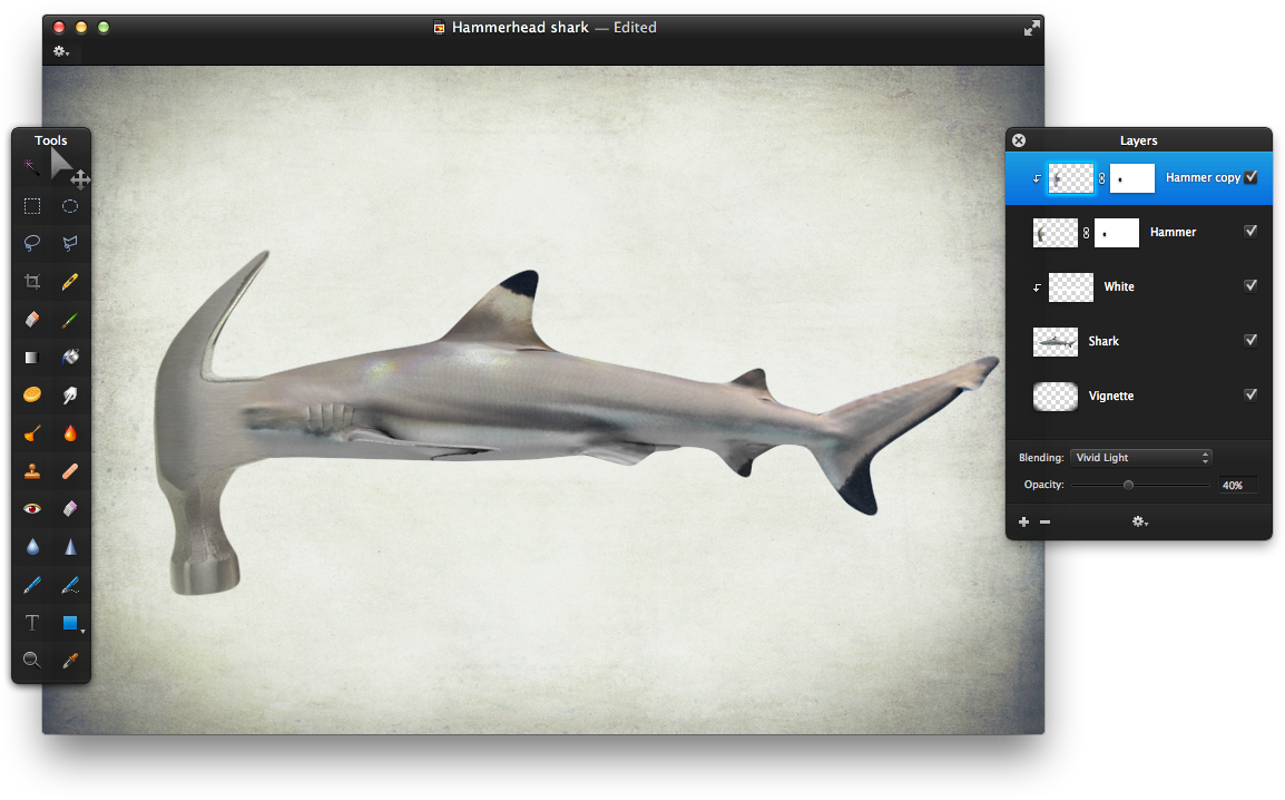 Then Go To Image>invert Color - Hammerhead Shark (1177x738), Png Download