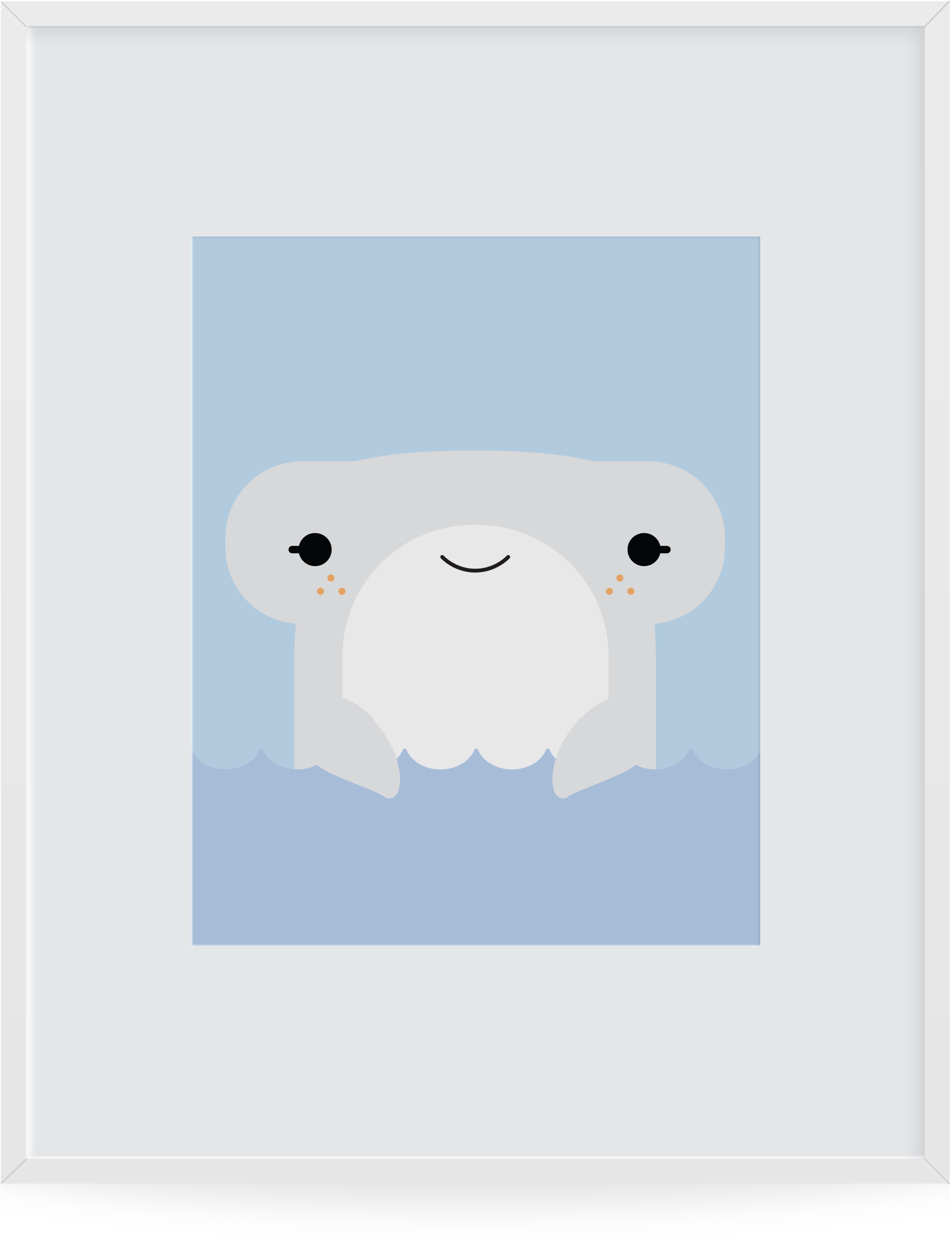 Hammerhead Shark Art Print - Cartoon (2600x2600), Png Download