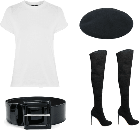 French Mi Beret - Knee-high Boot (474x442), Png Download