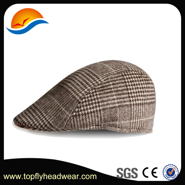 Hot Sale Cotton Fabric Vintage Beret Caps And Hats - Men's Beret Vintage Plaid Pattern Simple Design Comfy (640x640), Png Download