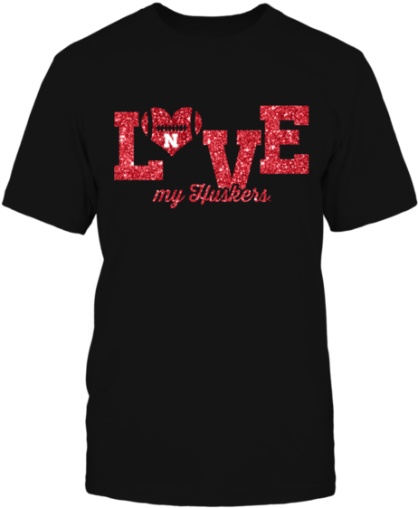 Love My Team Nebraska Cornhuskers Glitter Heart Football - West Virginia Shirt With A Glitter Football (600x600), Png Download