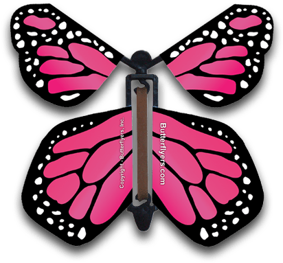 Pink Monarch Magic Flying Butterfly - Flying Butterfly Card (450x415), Png Download