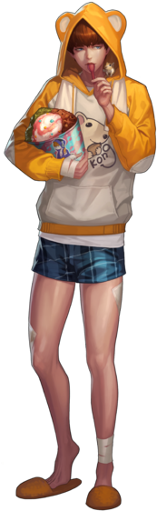 With A Tub Of Neapolitan Ice Cream, A Pair Of Comfy - Black Survival Leon (270x599), Png Download