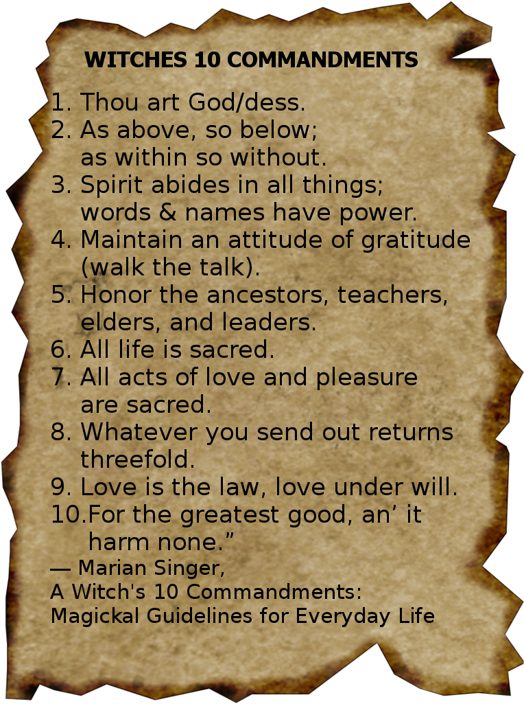 A Witch's 10 Commandments - Witches 10 Commandments (774x1032), Png Download