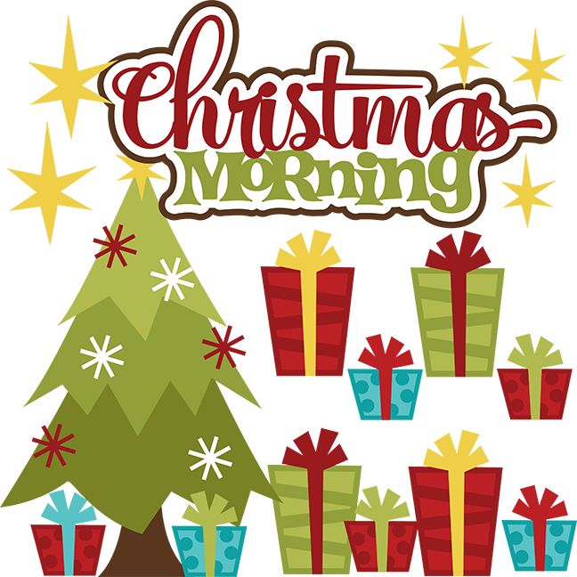 Christmas Morning Clipart Clip Art Black And White - Christmas Morning Clipart (648x648), Png Download