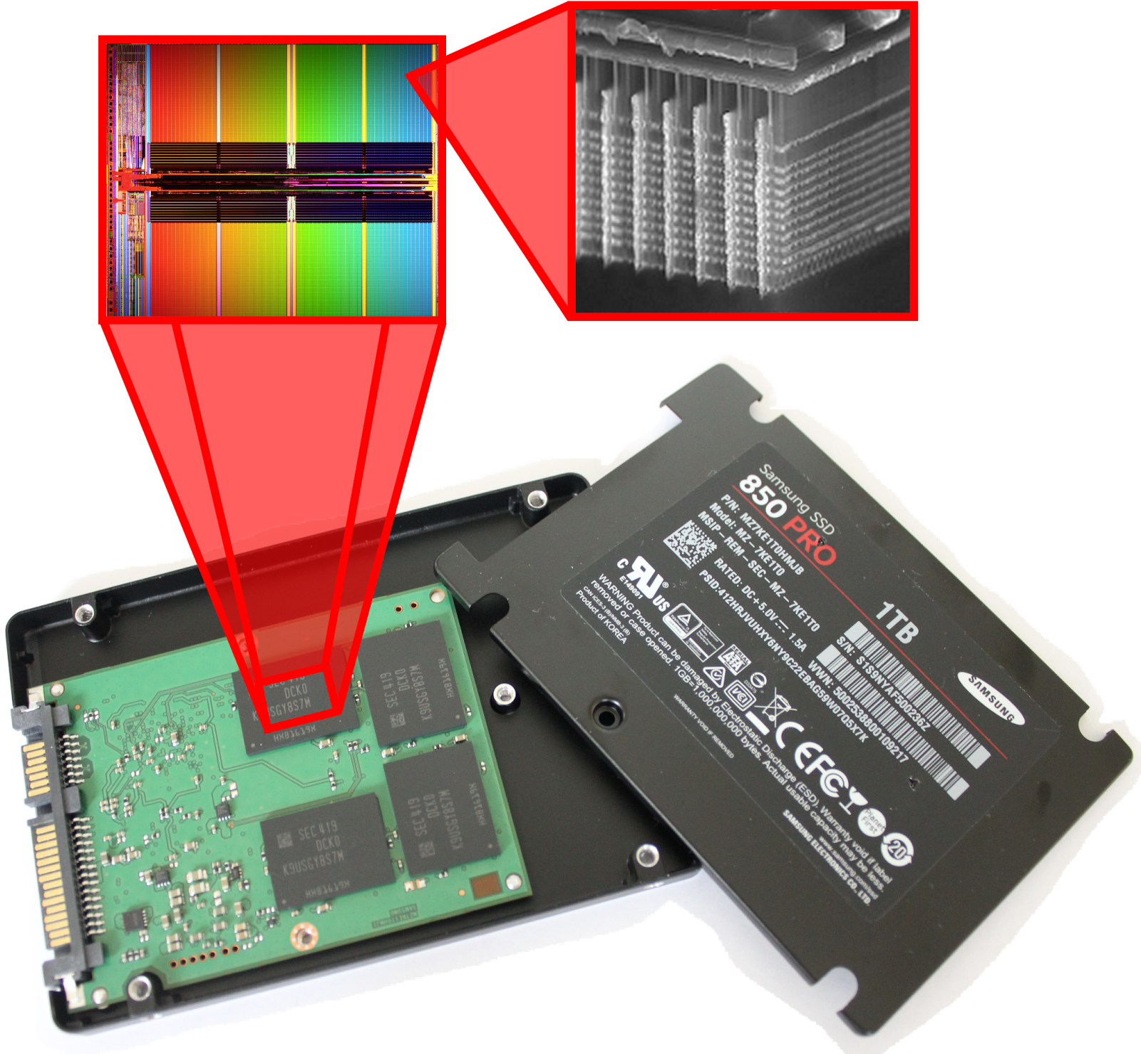Flash Die From Ssd - Samsung 850 Pro Series 1 Tb Mlc Solid State Drive - (1600x1484), Png Download