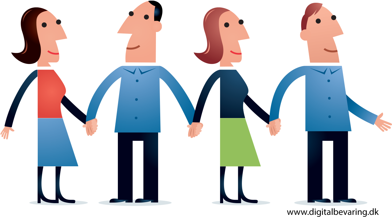 Illustration Of Four People Holding Hands (1280x737), Png Download