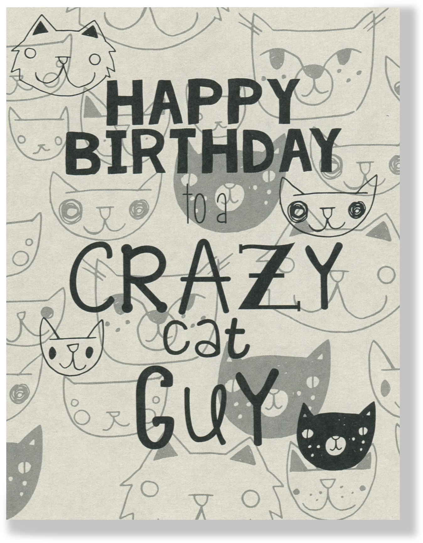 Happy Birthday Crazy Cat Guy Card - Happy Birthday Cat Man (1485x1868), Png Download