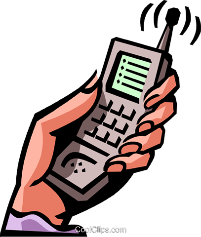 Hand Holding A Cellular Phone Royalty Free Vector Clip - Celular Clip Art (407x480), Png Download