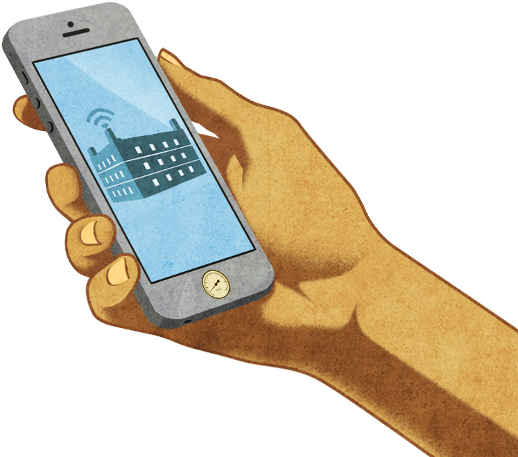 A Hand Holding A Mobile Phone With The Sms Works Logo - Mobile Phone (928x735), Png Download