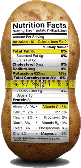 Once Upon A Time, The Good Old Baked Potato Was Considered - Many Carbs In A Potato (262x539), Png Download