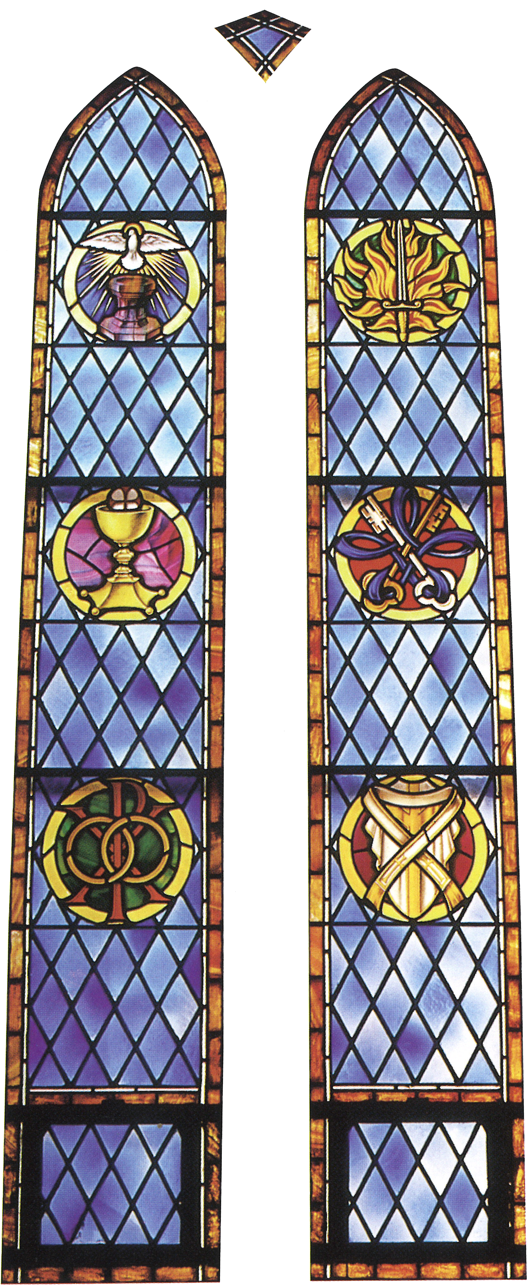 A Descending Dove Over The Baptismal Font Symbolizes - Stained Glass (1726x4184), Png Download