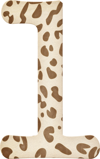 Numeros Decorativos, Animales De La Selva, Moldes De - Numero 1 Animal Print (334x530), Png Download