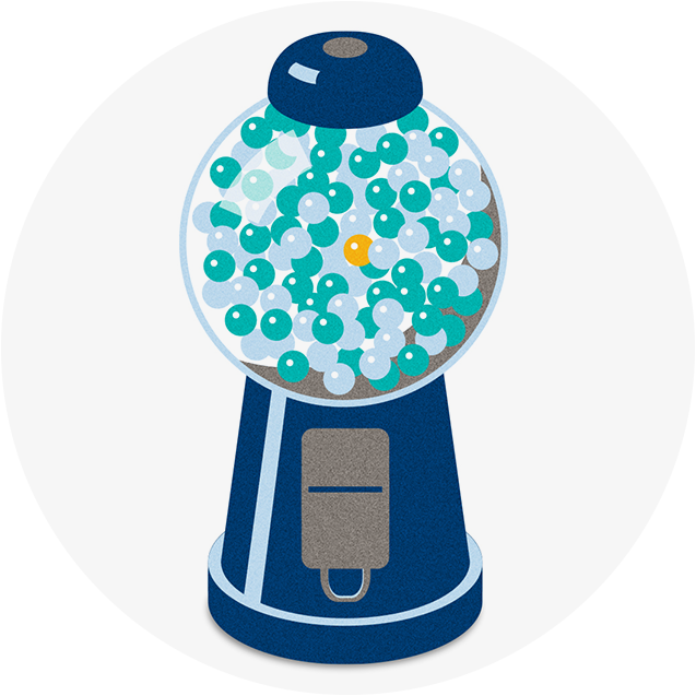 Gumball Machine Showing A Single Orange Gumball Among - Gumball Machine (637x637), Png Download