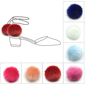 Snap On Fake Fur Pom Poms Shoe Clips For Sandals - Sketch (350x350), Png Download