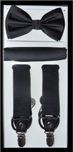 Black Suspender Bow-tie Set - Suspenders (500x500), Png Download