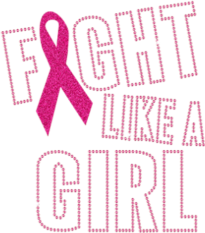Fight Like A Girl Motif Design With Rhinestone & Glitter - Breast Cancer (415x415), Png Download
