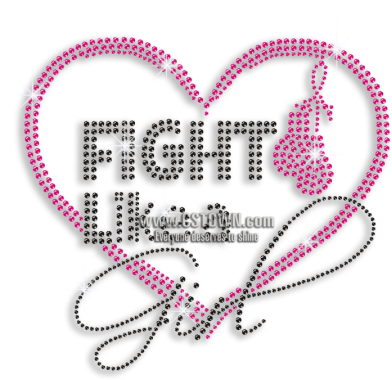 Customizable Fight Like A Girl Iron-on Rhinestone Transfer - Iron On Rhinestone Transfer (450x450), Png Download