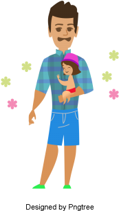 Beautiful Cartoon Lovely Hand-painted Father Baby Girl, - Cartoon (360x360), Png Download
