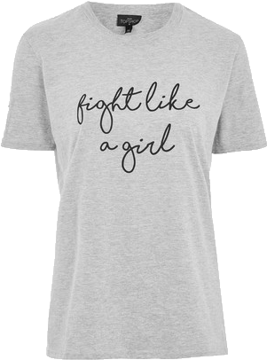 Petite 'fight Like A Girl' Slogan - Active Shirt (500x500), Png Download