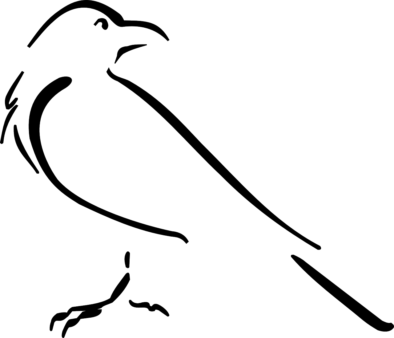 Announcing Bird Outline Drawing Free Image On Pixabay - Crow Line Art (1280x1100), Png Download