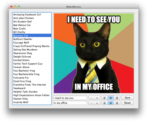 Imakememes Is A Free Meme Generator For Your Mac Just - Business Cat Meme (520x431), Png Download