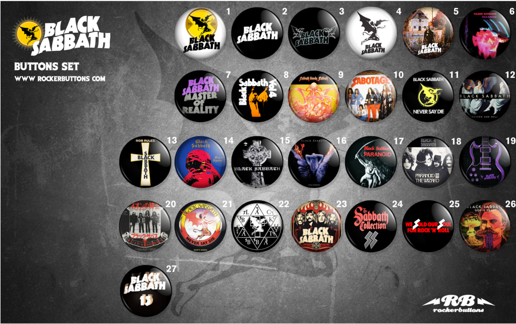Black Sabbath Black Sabbath Button Collection - Collection Sheets Black Sabbath / / Black Sabbath Buttons (1024x1024), Png Download