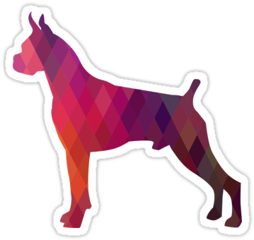 Boxer Dog Colorful Geometric Pattern Silhouette Sticker - Boxer (375x360), Png Download