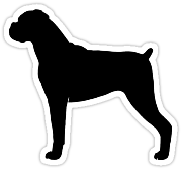"boxer Dog Silhouette " Stickers By Jenn Inashvili - Boxer Dog Pillow Case (375x360), Png Download