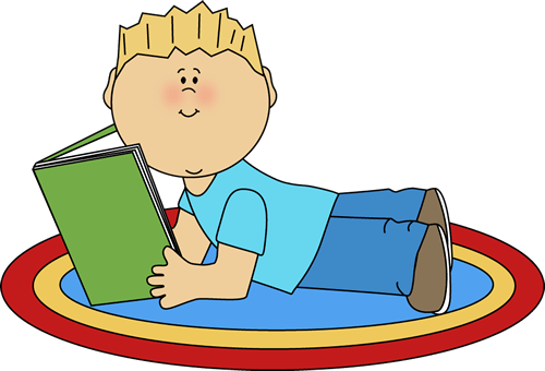 Cute Kids Reading Clipart - Boy Reading Clipart (500x340), Png Download