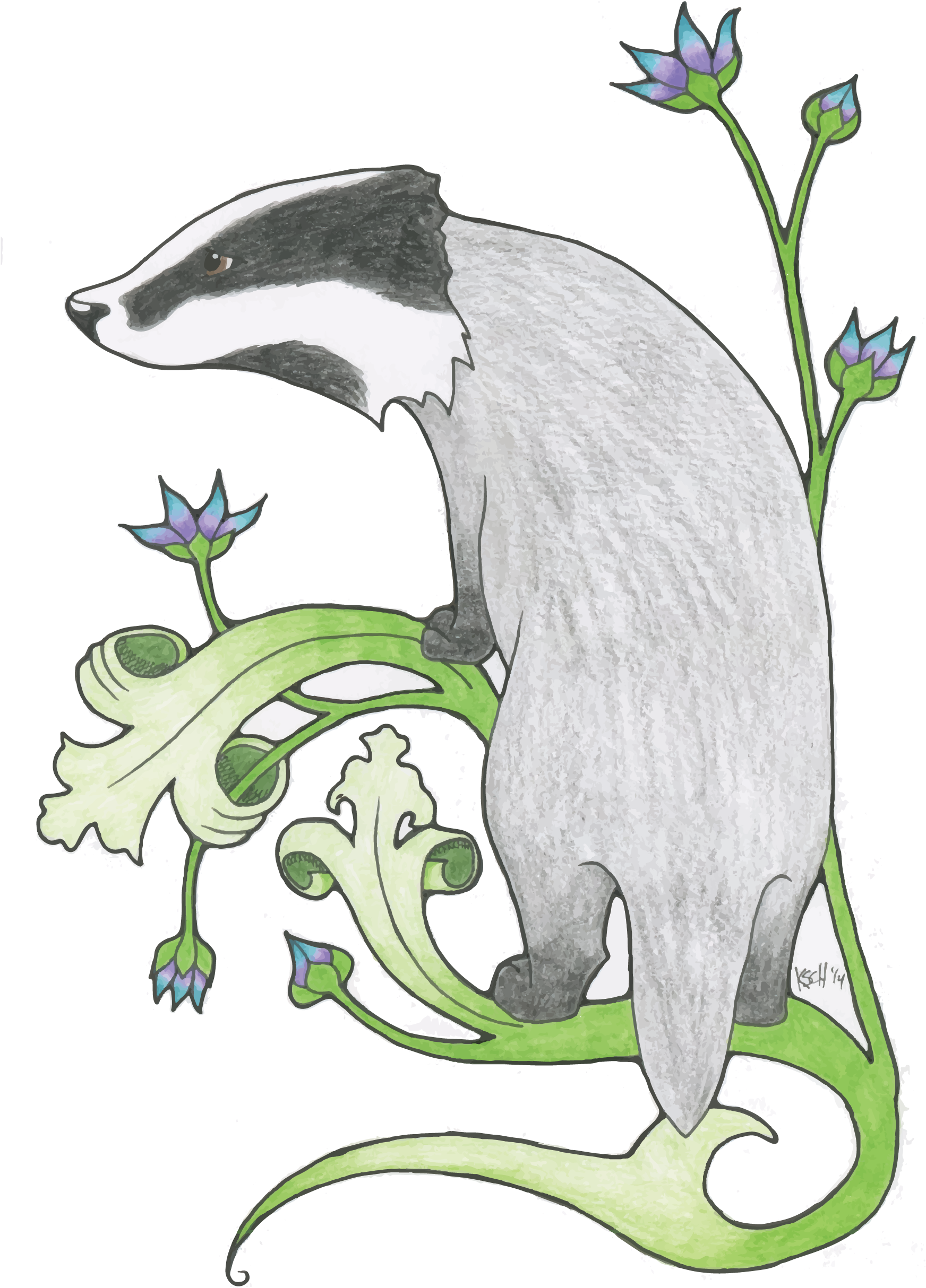 Art Nouveau Animals (1758x2453), Png Download