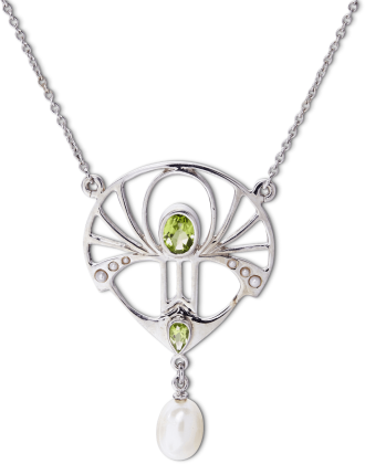 Necklace L Art Nouveau Silver Peridot - Locket (330x420), Png Download