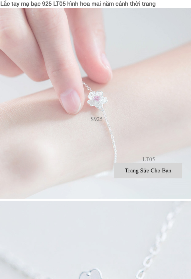 Giới Thiệu Lắc Tay Mạ Bạc 925 Lt05 Hình Hoa Mai Năm - Furando 925 Sterling Silver Flower Bracelet One Size (750x1000), Png Download