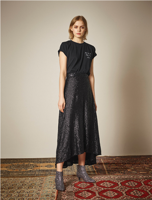 Gestuz Black Tito Sequin Maxi Skirt Blackskirt2 (701x700), Png Download