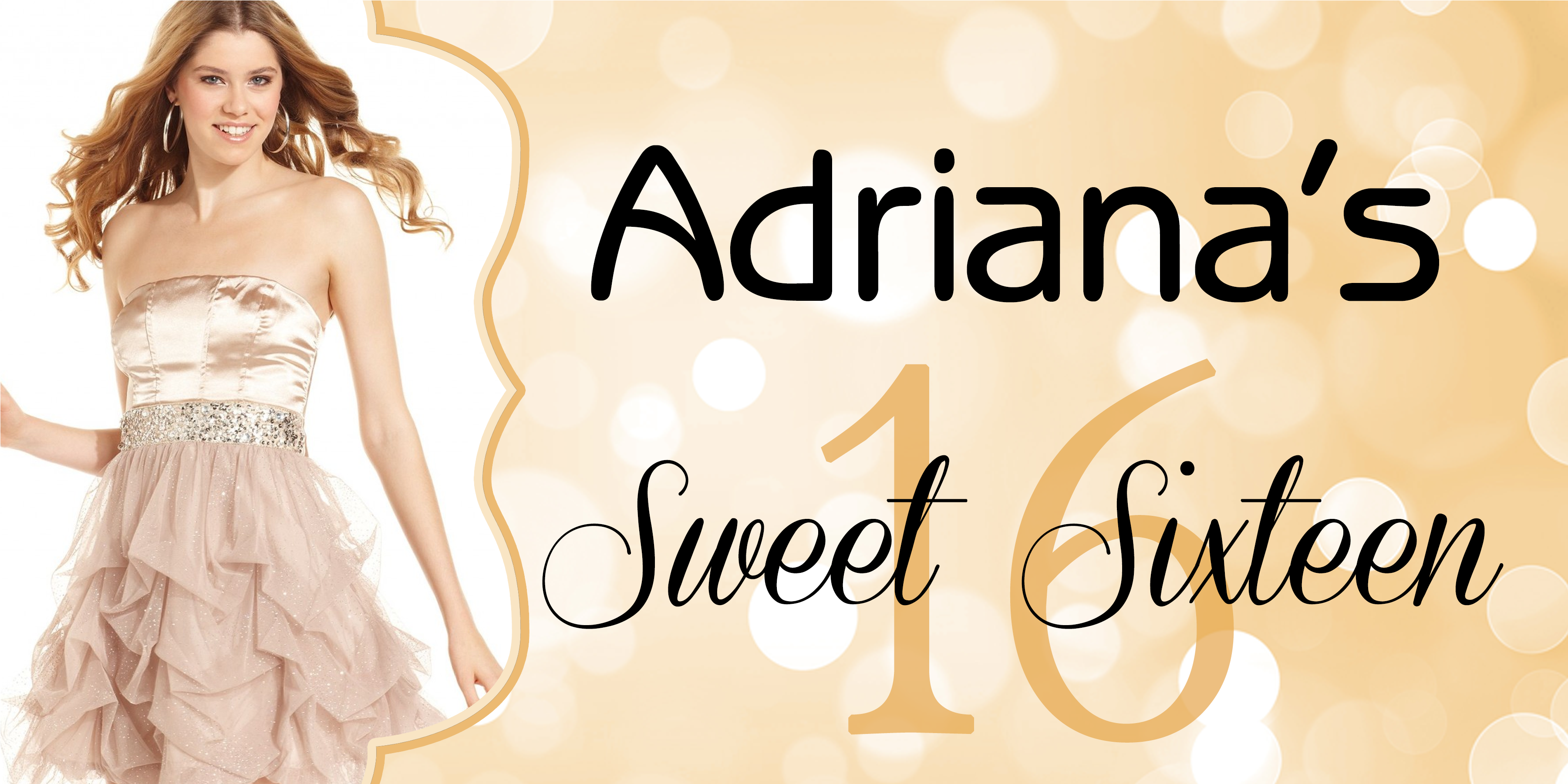 Sweet 16 Gold Sparkle Bokeh Birthday Banner - Girl (3600x3600), Png Download