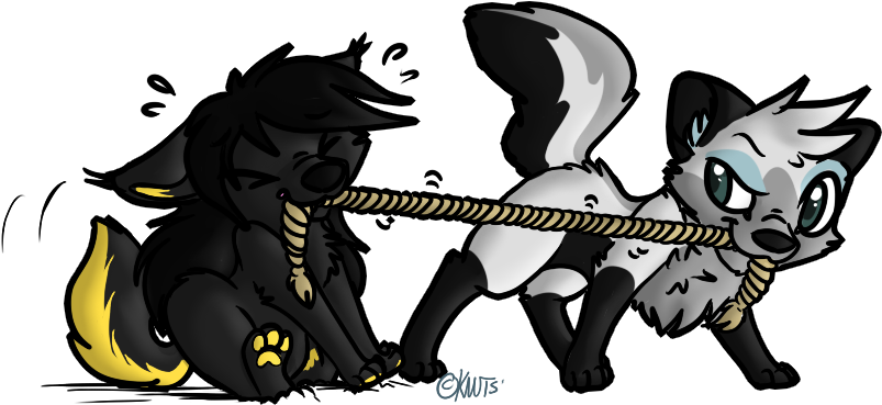 Tug O War Shen & Kero - Cartoon (846x387), Png Download