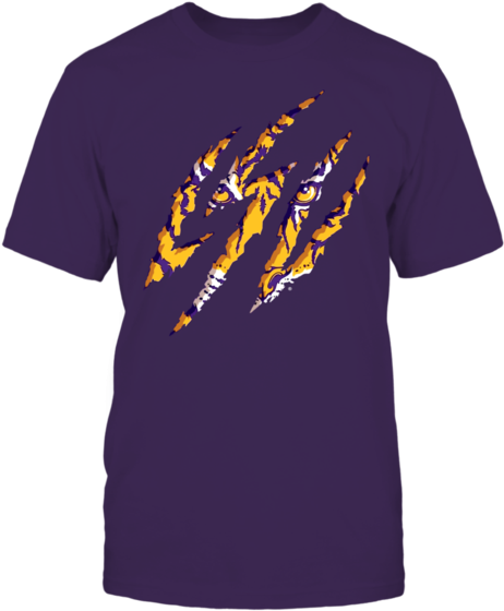 Tiger Scratch T-shirt - Purple Gold Tiger Stripes (600x600), Png Download