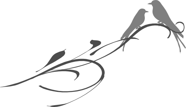 Love Birds On A Branch Grey Svg Clip Arts 600 X 347 (600x347), Png Download