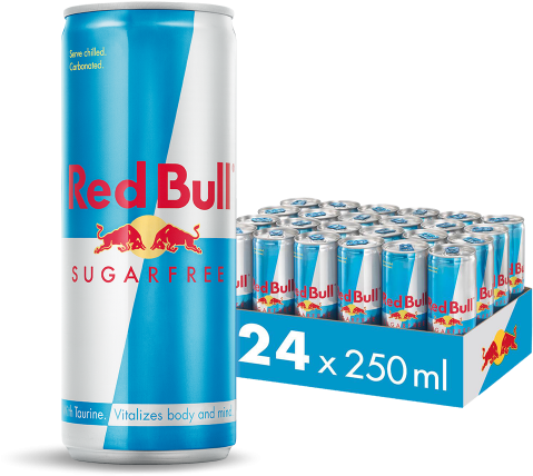 Red Bull Energy Drink - Red Bull Cans Sugar Free 250ml X 24 (500x500), Png Download
