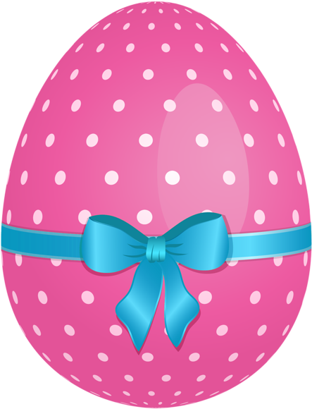 Dotted With Blue Bow Png Clip - Easter Egg With Bow (481x600), Png Download