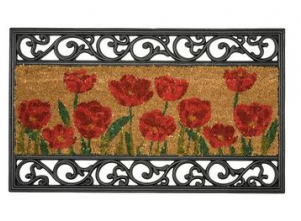 Poppy & Wrought Iron Design Door Mat - William Armes Wrought Iron Effect With Coir (300x400), Png Download
