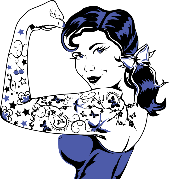 Tattoo Clip Art Pin-up Girl Old School Drawing - Person With Tattoo Clipart (706x750), Png Download
