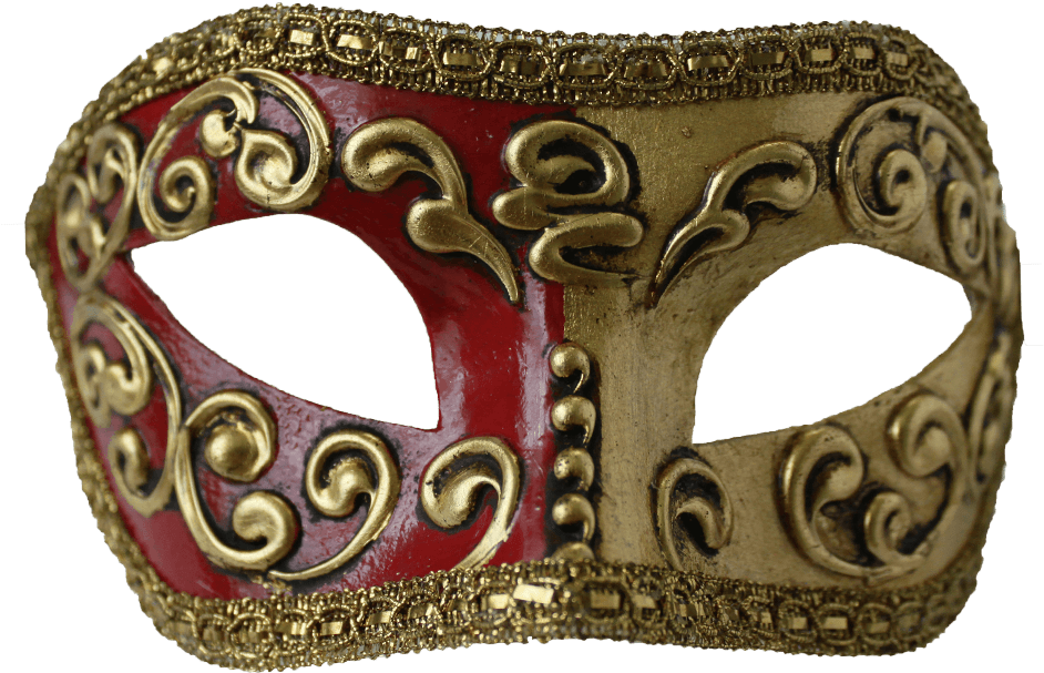 Colombina Red & Gold Venetian Mask - Gold Masquerade Masks (500x500), Png Download