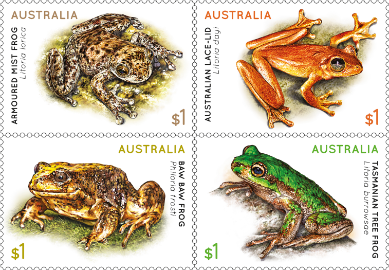 Download Set Of Stamps Frogs Stamps Australia Full Size PNG Image