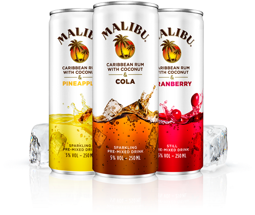 Malibu Rum Cans - Malibu Rum & Cola (500x640), Png Download