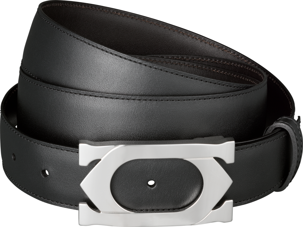 Double C Logo Beltblack Cowhide, Palladium-finish Buckle - Cartier Belt (1024x768), Png Download