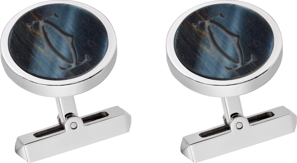 Cartier Engraved Hawks Eye Double C Logo Cufflinks - Cartier Cufflinks Red (1024x563), Png Download