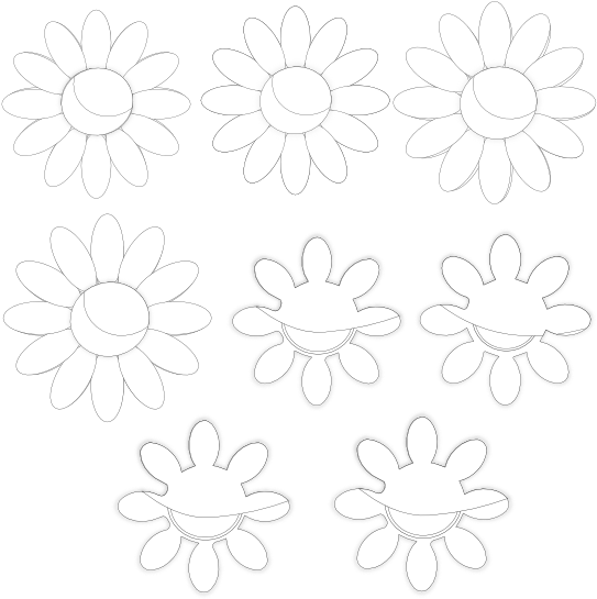 Eight Flowers Flora Black White Line Art 555px 141 - Eight Flowers Black & White (555x555), Png Download