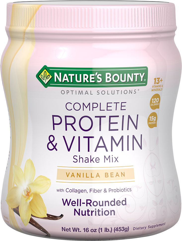 Complete Protein & Vitamin Shake Mix - Nature's Bounty Protein (750x1000), Png Download